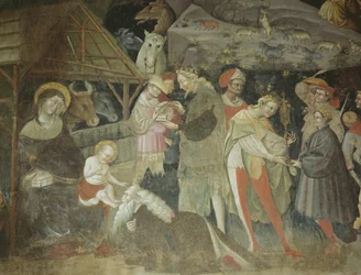 Scène de la Nativité du cycle du Voyage des Mages, chapelle Bolognini